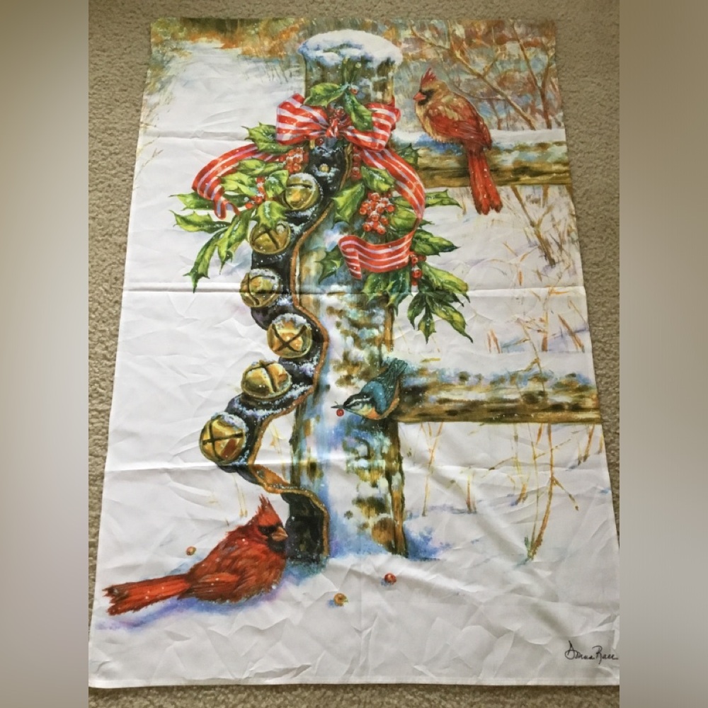 Cardinal and Bells Winter Flag